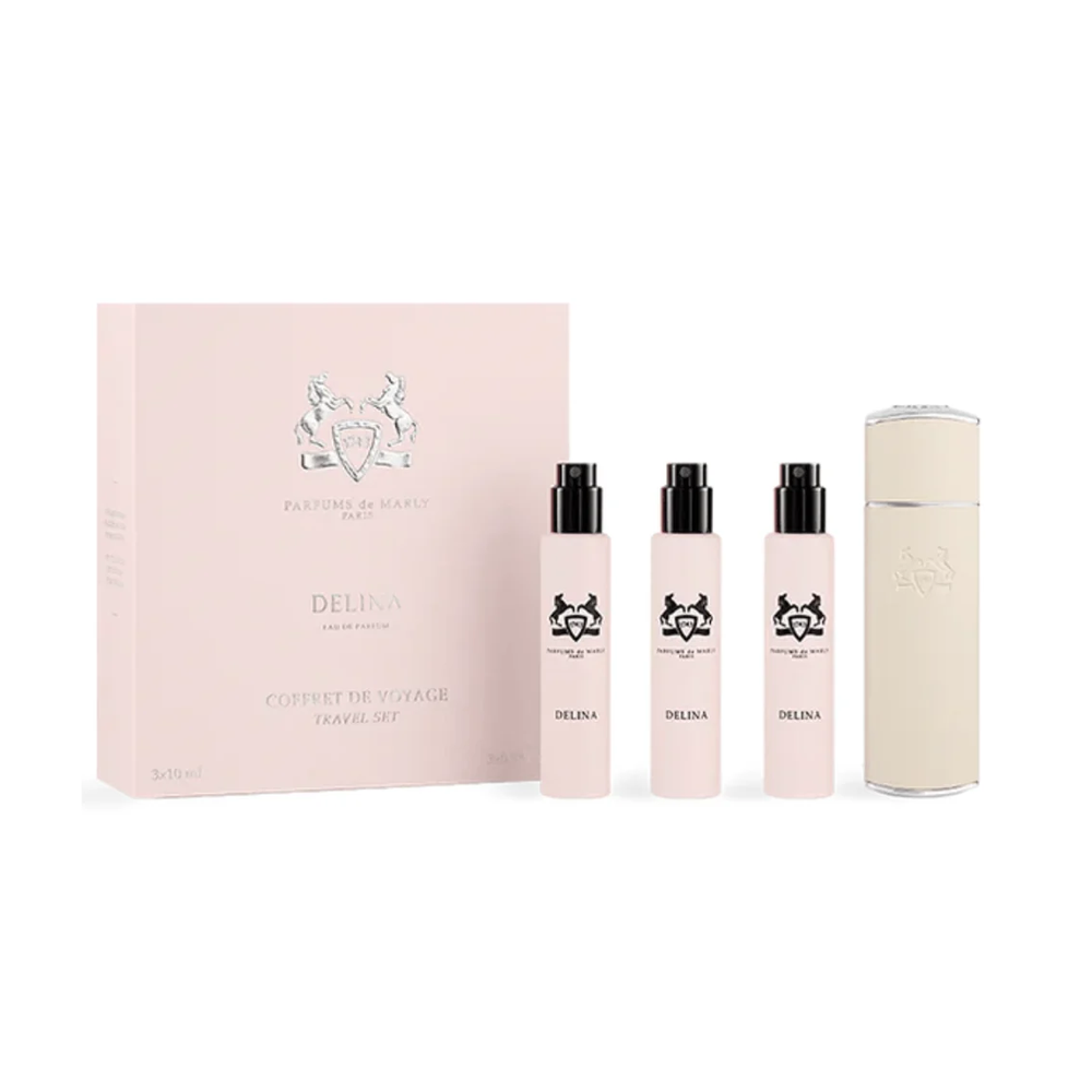 Set - Parfums de Marly Delina Travel Set (3x10ml) with Case EDP W 30ml Gift Set **RARE**